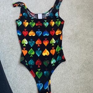 Boutique bodysuit spades hearts M